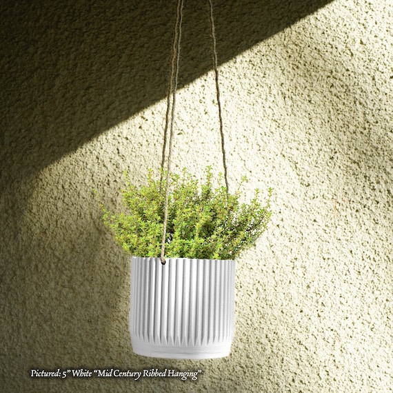 Hanging Planter Pot with Drainage Hole, Large White Hanging Wall Planter Indoor, 3D Printed Planter, Outdoor Patio Decor, Cottagecore Decor