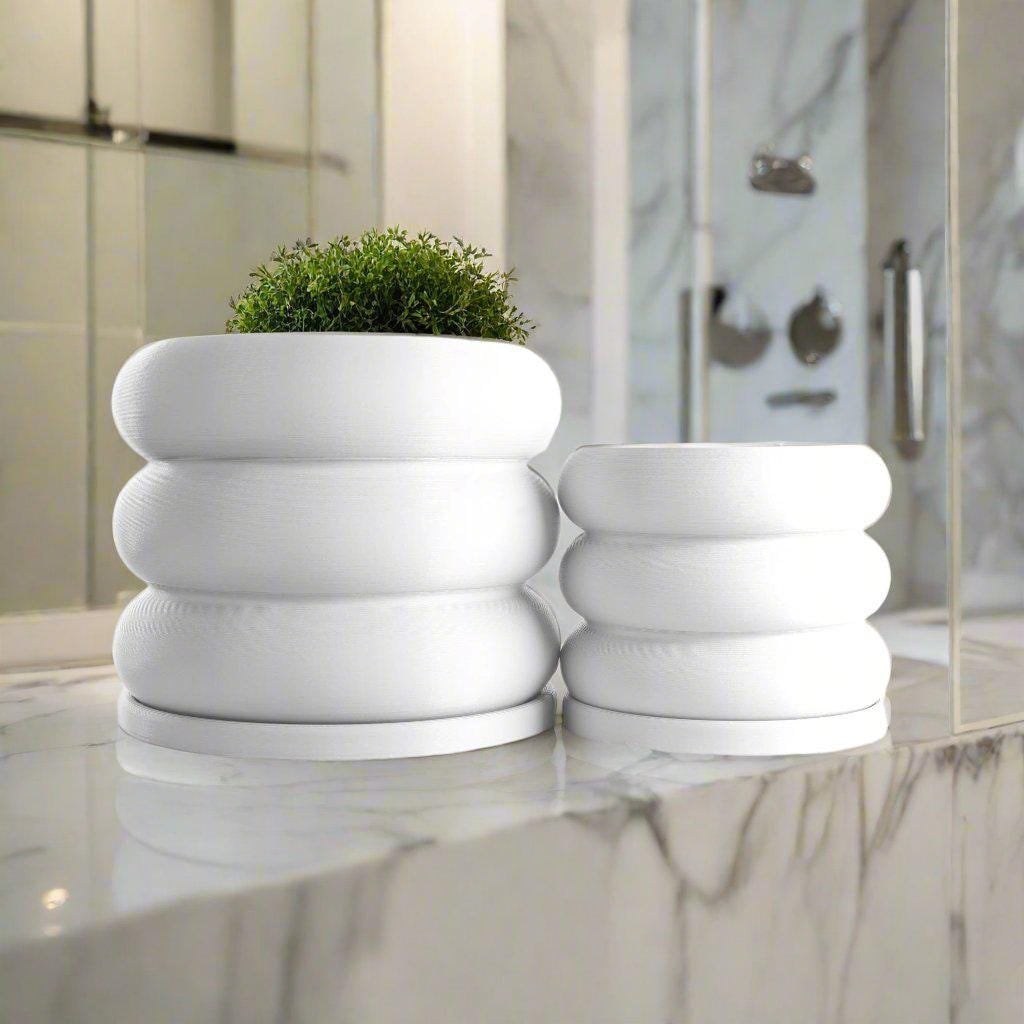 Bubble Blumentopf, 3D Gedruckter Blumentopf, Ring Gestapelter Blumentopf mit Drainage, Blumentopf Einzigartig in Weiß, Home Decor Modern