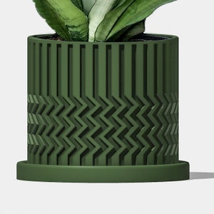 6&quot; Planter Pot with Saucer, Drainage Hole , Modern Plant Pot, Indoor Planter, Houseplant Flower Pot, Tapered Planter, Angled Planter