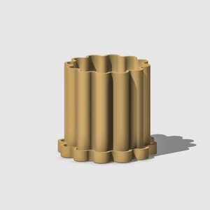 Funky Plant Pot in Matte Beige, Mid Century Modern Pots with Drainage and Saucer, Succulent, Cacti and House Plant Planter, Neutral Decor