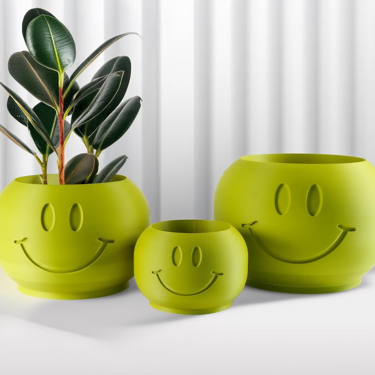 Smiley Face Plant Pot With Drainage and Drip Tray – Cute Ghibli