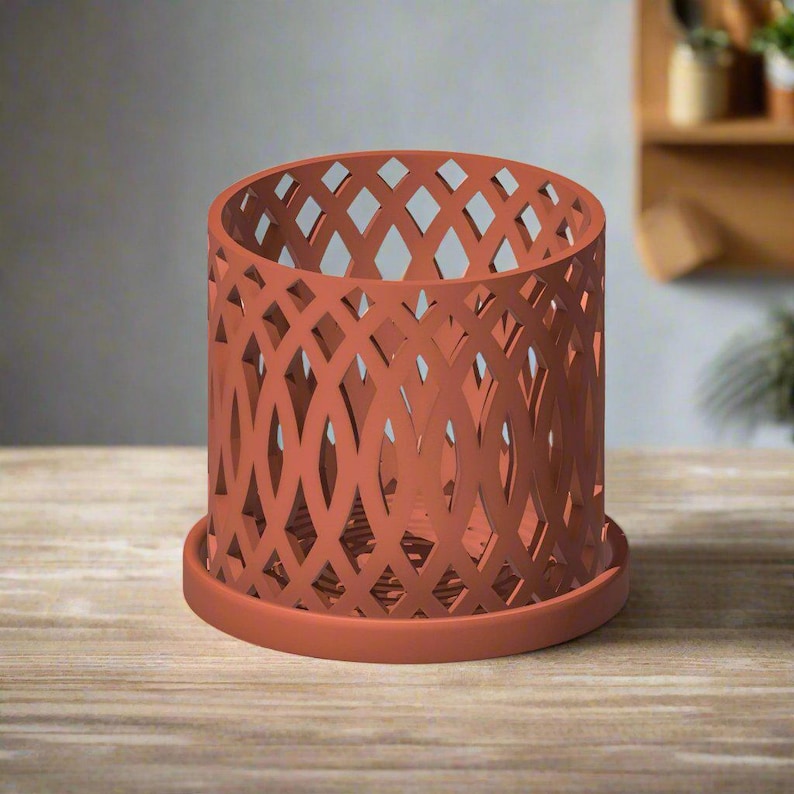 Orchid Pot, Unique Plant Pot with Drainage Holes and Saucer, 3D Printed Planter, Cute White Planter Pot, Modern Home Decor VERITAS image 10