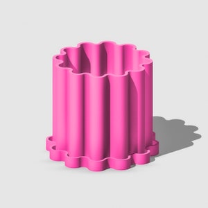 Modern Funky Flow Planter Pot with Drainage and Saucer, Unique Plant Pot, Barbiecore Decor House Plant Planter, Lightweight Pink Pots