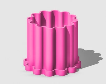 Modern Funky Flow Planter Pot with Drainage and Saucer, Unique Plant Pot, Barbiecore Decor House Plant Planter, Lightweight Pink Pots