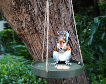 Birds and Squirrel Feeding Hanging Tray, Stylish 3D Printed BPA Free 8" and 10" - Enhance Your Garden and Delight Nature! Minimalist