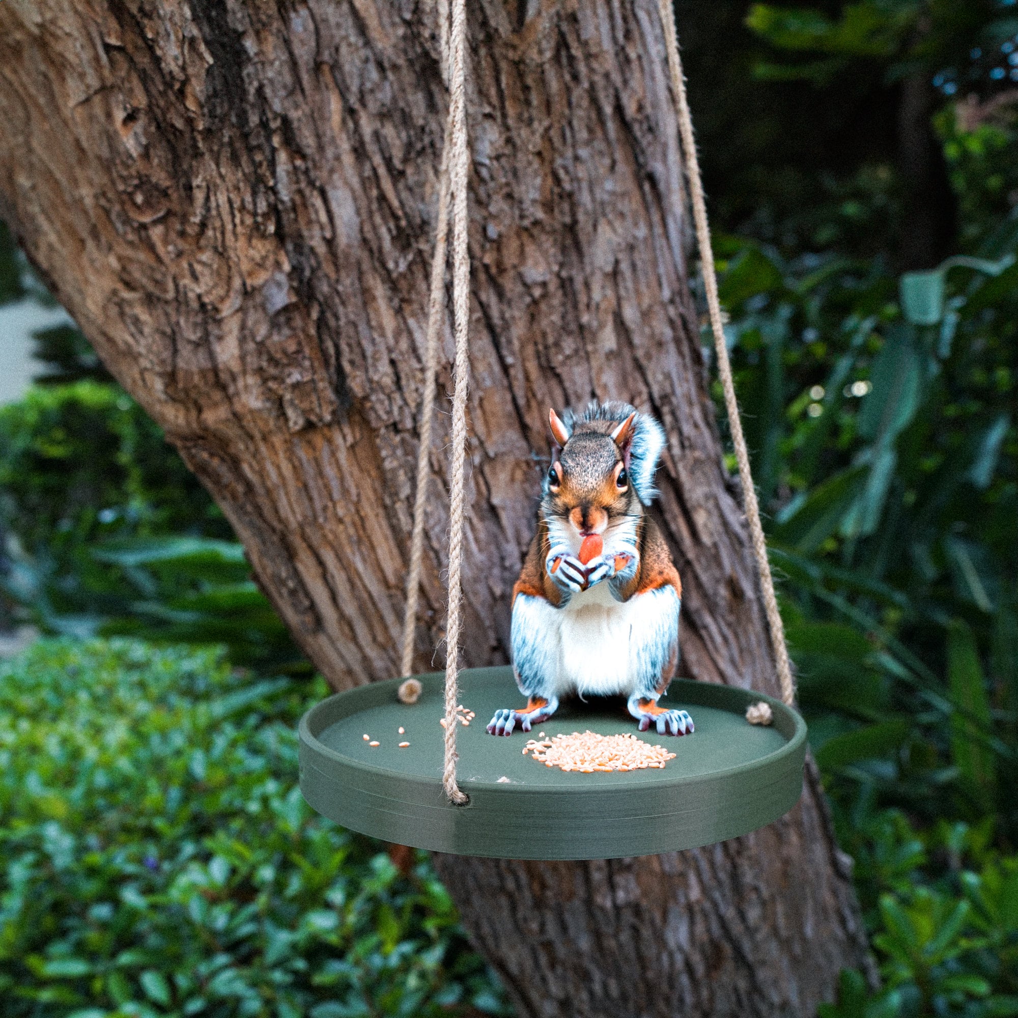 Birds and Squirrel Feeding Hanging Tray, Stylish 3D Printed BPA Free 8" and 10" - Enhance Your Garden and Delight Nature! Minimalist
