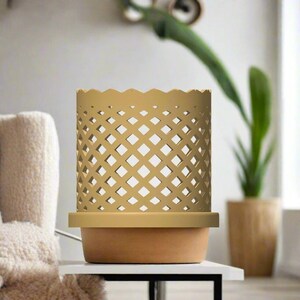 Orchid Pot, Unique Plant Pot with Drainage and Saucer, 3D Printed Planter, Beige Lightweight Planter Pot, Modern Home Decor, Roma