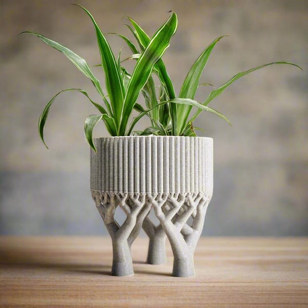 Einzigartiger Blumentopf für Sukkulenten und Kakteen, maximalistischer dreifüßiger Sockel 3D gedruckte Töpfe für Pflanzen, Mid-Century Modern Geschenk, edel