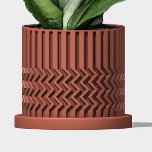 Eco-Friendly Plant Pot with Drainage: Upcycled Corn PLA, Sustainable Planter, ZigZag