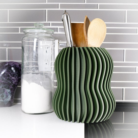 Unique Kitchen Utensil Holder and Organization, 3D Printed Crock, Gift Ideas  for Kitchen Storage, New Housewarming Gift 