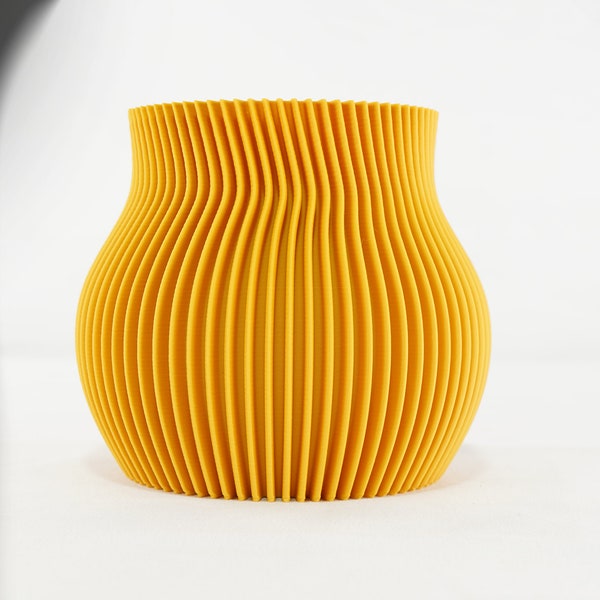 ONDA  Vase, Matte Mustard, Minimalist Yellow Vase for Dried Flowers