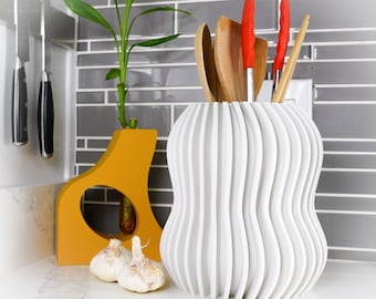 Unique Kitchen Utensil Holder and Organization, 3D Printed Crock, Gift ideas for Kitchen Storage, New Housewarming Gift