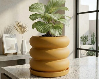 Bubble Plant Pot Unique, 3D Printed Planter, Planter With Drainage, Minimal  Decor, 4 5 6 7 8 Inch Plant Pots in Matte Mustard - Etsy