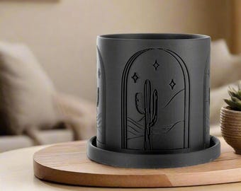 Cactus Plant Pot with Drainage, 3D Printed Planters and Pots for Desert Vibes Decor, Great Hosting gift for Plant Lovers, Unique