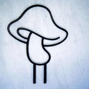 Peut inclure: Un dessin au trait noir d'un champignon sur un fond blanc.