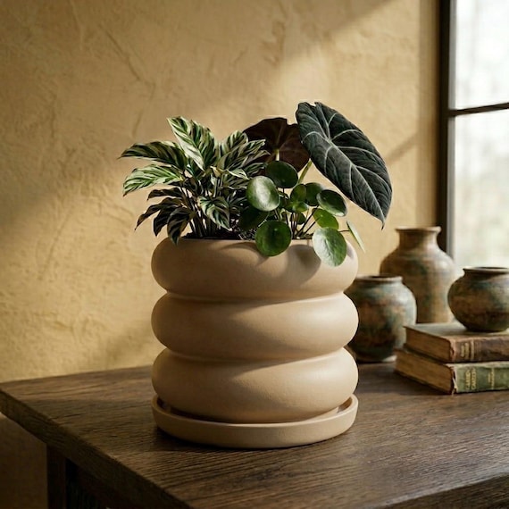 Bubble Pot, 3D Printed Planter, Ring Stacked Planter With Drainage, Minimal  Decor, 4 5 6 7 8 Inch Plant Pot in Matte Beige - Etsy