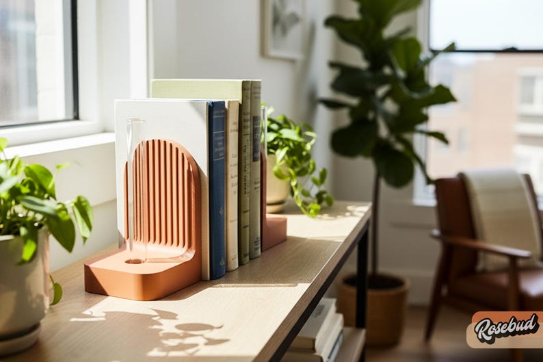 Ribbed Modern Bookend, Booktok Ideas, Bookshelf Decor, Book Club Gifts ...