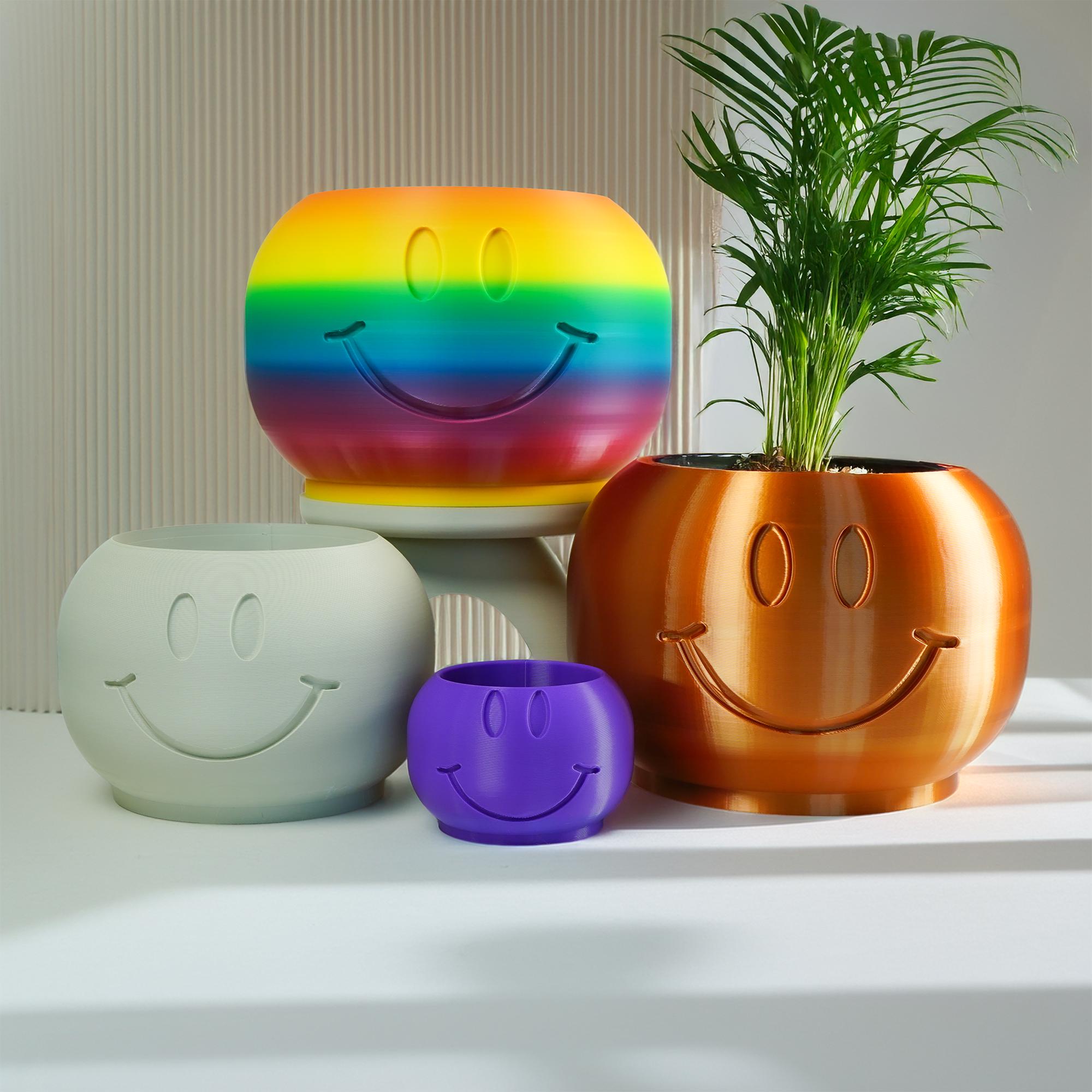 Smiley Face Plant Pot With Drainage and Drip Tray – Cute Ghibli