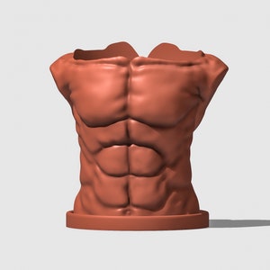 Masc Torso Plant Pot, 3D Printed Planter, Unique Queer Art, Male Abs Body Pot, Gifts for Them, Pots with Drainage and Saucer