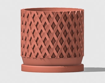 3D Printed Geometric Plant Pot with Drainage Saucer