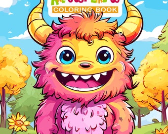 Children's Coloring Book Instant Download Monsters  coloring book for kids Gift