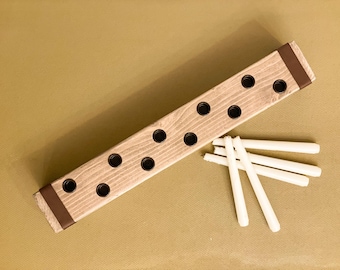Handgemaakte houten kandelaar: minimalistisch middelpunt van de eettafel, geschikt voor 10 taps toelopende kaarsen