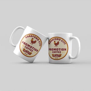 Bradford City Mug - League Two Promotion 24/25 - BCAFC Gift - Promotion Coffee - White 11oz Ceramic Bradford Mug - Print By Rob