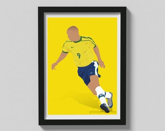 Brazilian Ronaldo R9 Poster: 1998 World Cup Print
