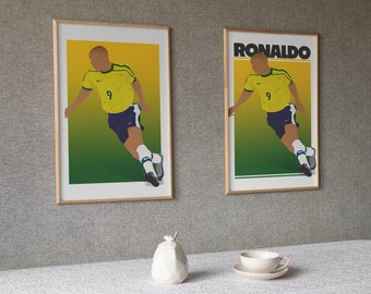 Brazilian Ronaldo Poster: World Cup 1998 Football Art Print