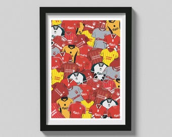 Liverpool Retro Kit Art Print: Vintage Football Shirts