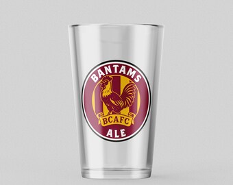 Bradford City AFC Pint Glass - Bantams Ale Conical Glass