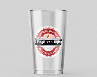 Virgil Van Dijk Pint Glass: Liverpool FC Football Gift