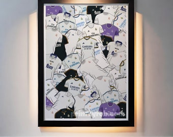 Real Madrid Retro Kit Collage Print - Champions League Art