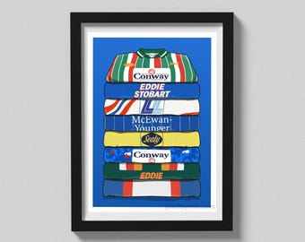 Carlisle United Retro Kit Art Print: Vintage Football Shirts Poster