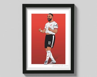 Póster de Mo Salah del Liverpool FC: Impresión artística de fútbol para pared