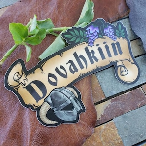 Dovahkiin Skyrim Inspired Dragonborn Helmet Deathbell Elder Scrolls Vinyl Sticker