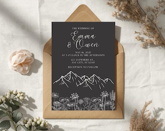 Marine Berg Hochzeitseinladung , Rustikale Blumen Einladen Vorlage (Digitaler Download)