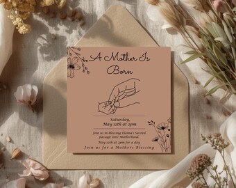 Anpassbare Mother Blessing einladung, Blessingway Einladungsvorlage, Mom & Baby Blumenmuster