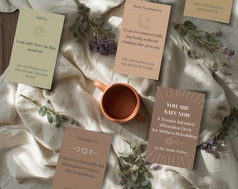 Trauma-Informed Affirmation Deck für Mütter | Regulation des Nervensystems, Geburt & Missbrauch Erholung (PDF Download)