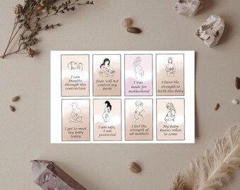 Geburts- und Schwangerschaftsaffirmationskarten, Mutterschaftskarten zum Ausdrucken, Geschenk für werdende Mütter