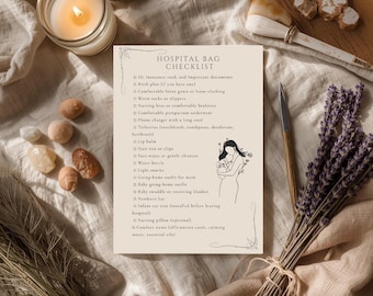 Krankenhaustasche Checklist Printable für Mama & Baby | Minimalistischer Geburts-Vorbereitungs-Planer | Neue Mom Essentials Liste | Minimaler Schwangerschafts-Guide als PDF