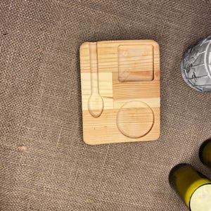 Oak wood coffee serving Tray Board Plate Natural 12 x 15 cm coffee tray Tea, coffee lover wood coaster Gift for birthday