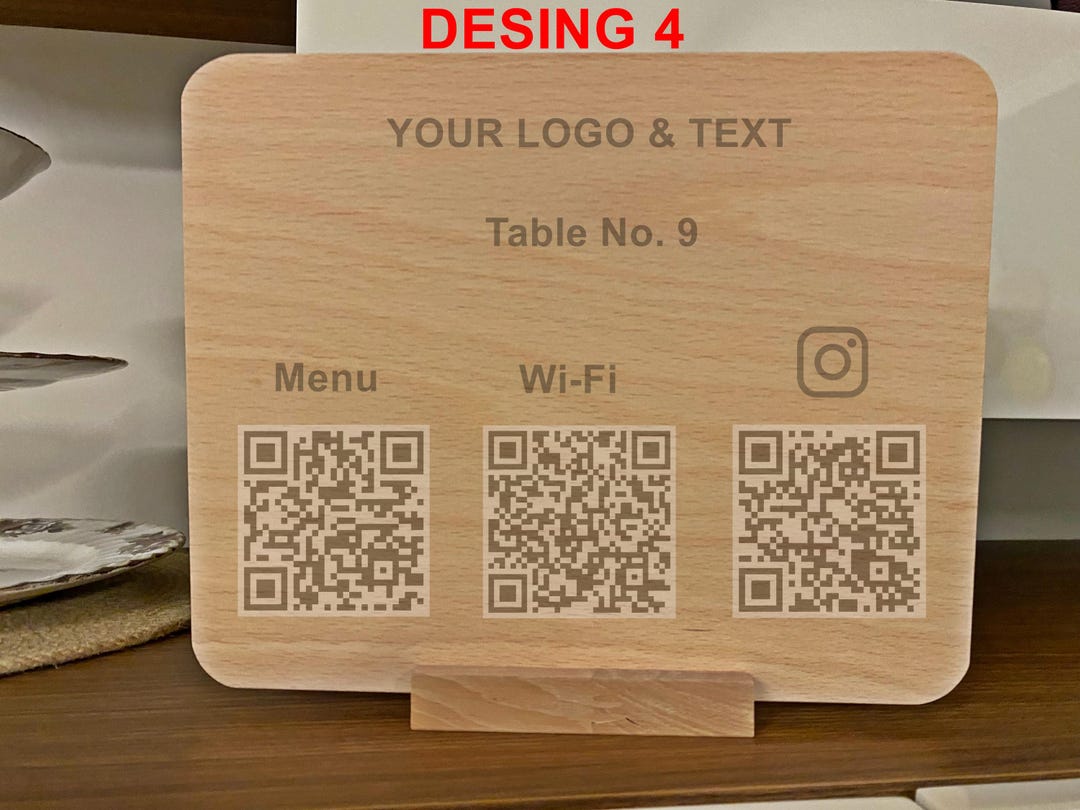 Custom Made QR Code Menu Sign, Wifi Sign, Wifi Network Sign, Wooden ...