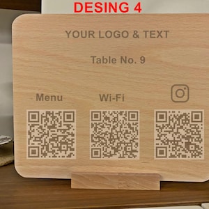Custom made QR Code Menu Sign, Wifi Sign, Wifi network sign, Wooden sign, Your web sign, Public sign,Restaurant and Cafe menu engraving