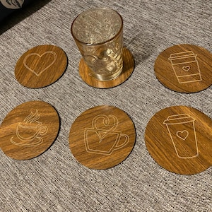 Wooden Coasters Set mix / Laser Cut Coasters/ Drink Coasters/ Set of 6 Wood Coasters/ Wedding Coasters/ New Home Gift/ Housewarming Gift