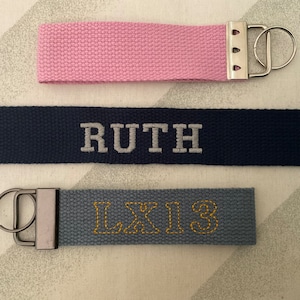 Personalised Embroidered Key Wristlets/Name Tags/Key-rings