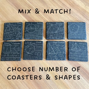Funny Math Coasters, Algebra Teacher Gift, Mathematics Housewarming Set, Joke, Teach Geometry, Engineer, Nerdy, Mix-and-Match Slate Coaster