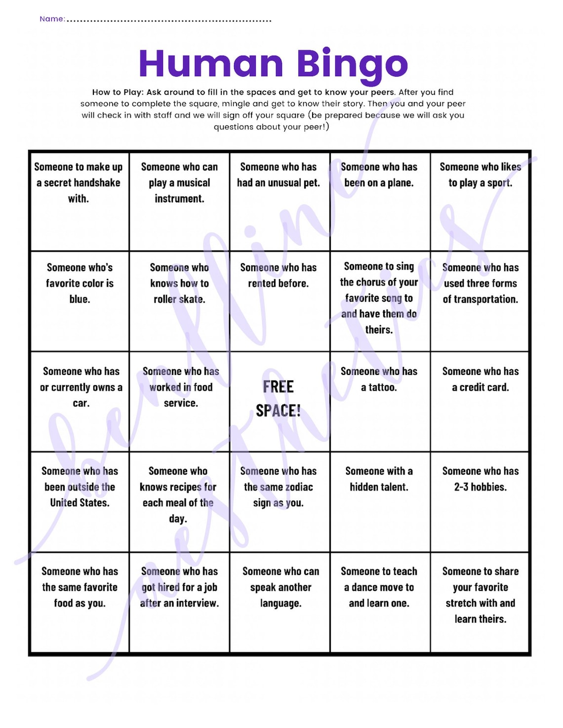 Human Bingo Printable Etsy Human Bingo Printable Etsy