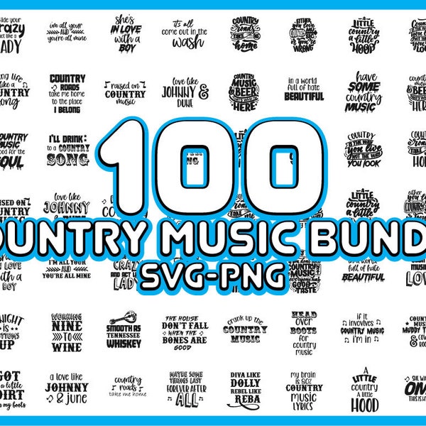 100 Country Music Bundle SVG/PNG Files For Cricut - Instant Download