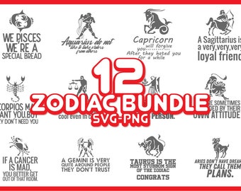 De 12 Zodiac SVG PNG-bundel